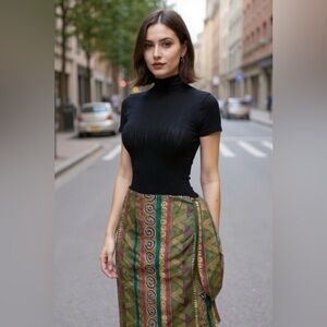 Vintage McNaughton Petite Colorful Geometric Pattern Wrap Skirt